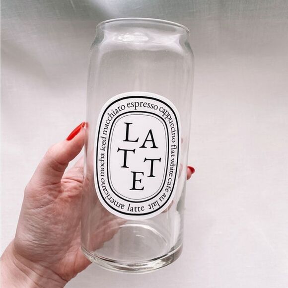 NEW 20 oz Beer Glass with Lid/Straw - Latte, Coffee, or Matcha Label - Picture 2 of 5